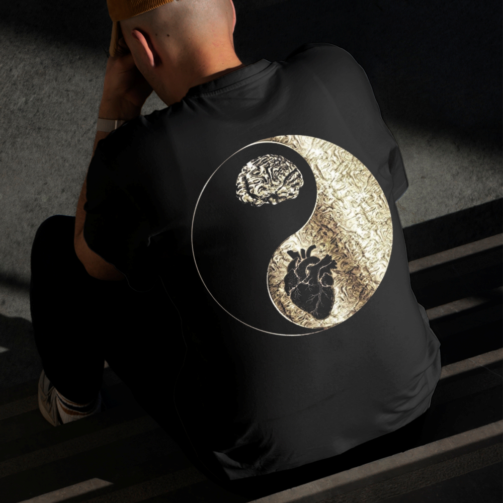Camiseta Masculina Estampada Ying Yang Humano 100% Algodão Estilo Conforto Diário Do Tamanho P ao GG