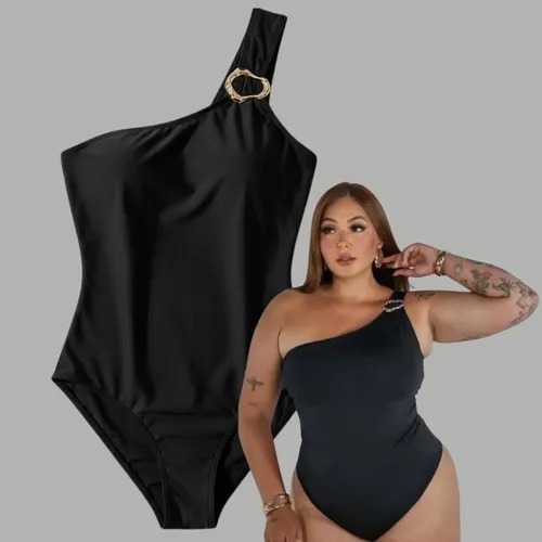 Body Maio Feminino Suplex plus size  Com Fivela Ombro Só Mula Manca  Collant Maio Verão 2025 Luxo P050