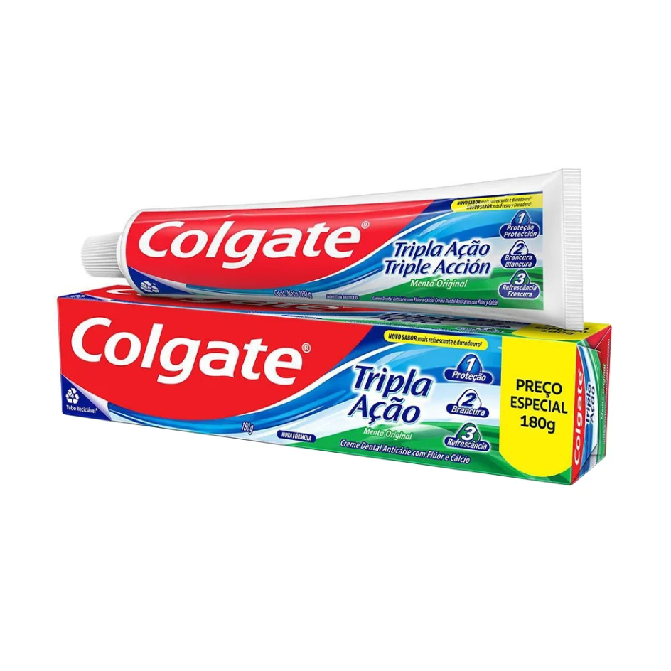 Creme Dental Colgate Tripla Ação 180g Embalagem com 12 Unidades em Oferta na Shopee