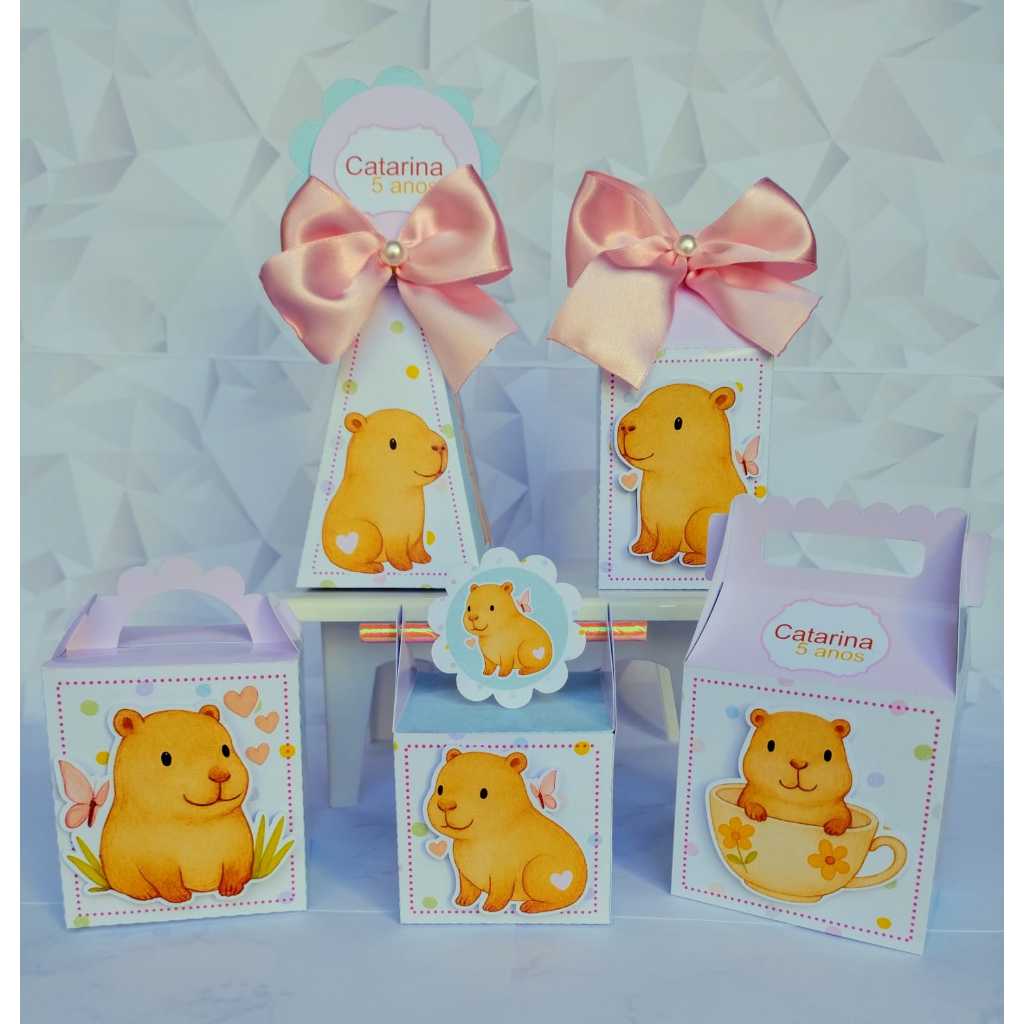 Kit caixinhas personalizadas CAPIVARA ROSA/Personalizados de festa/ festa infantil/lembrancinhas/decoração de festa