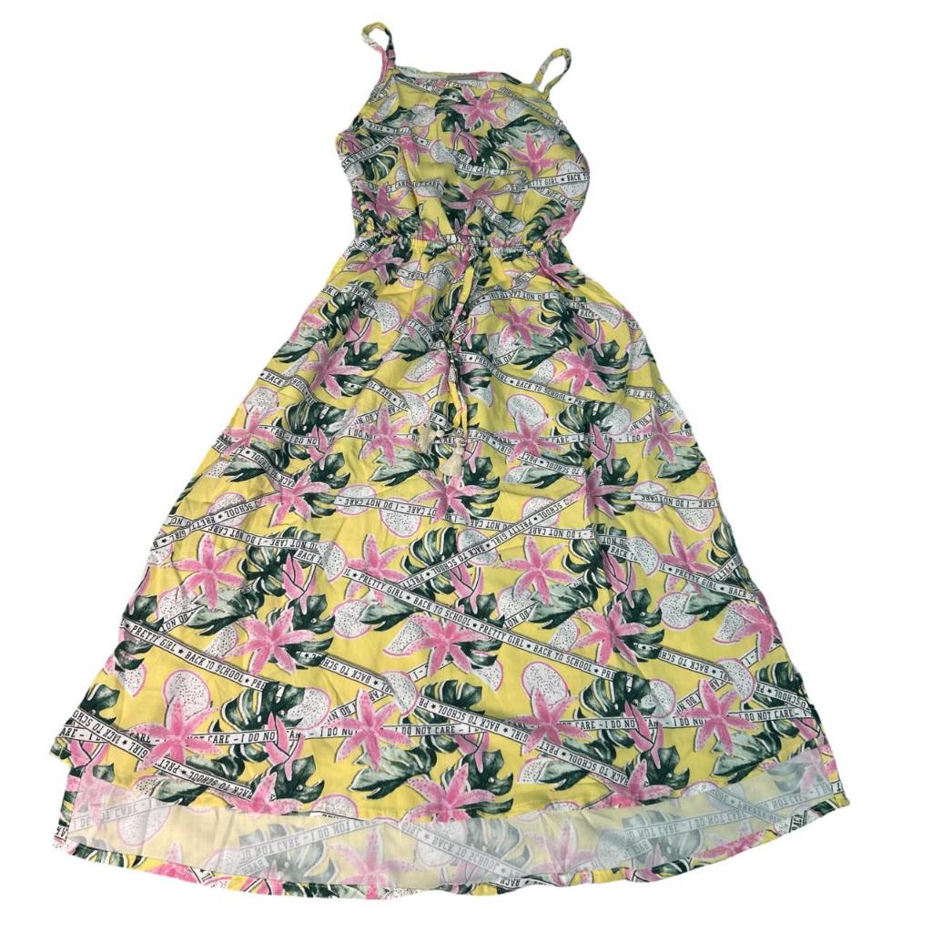 Vestido lindo  Feminino - infantil — Juvenil - Longo - Estampado Amarelo  -   Marca: Fakini-