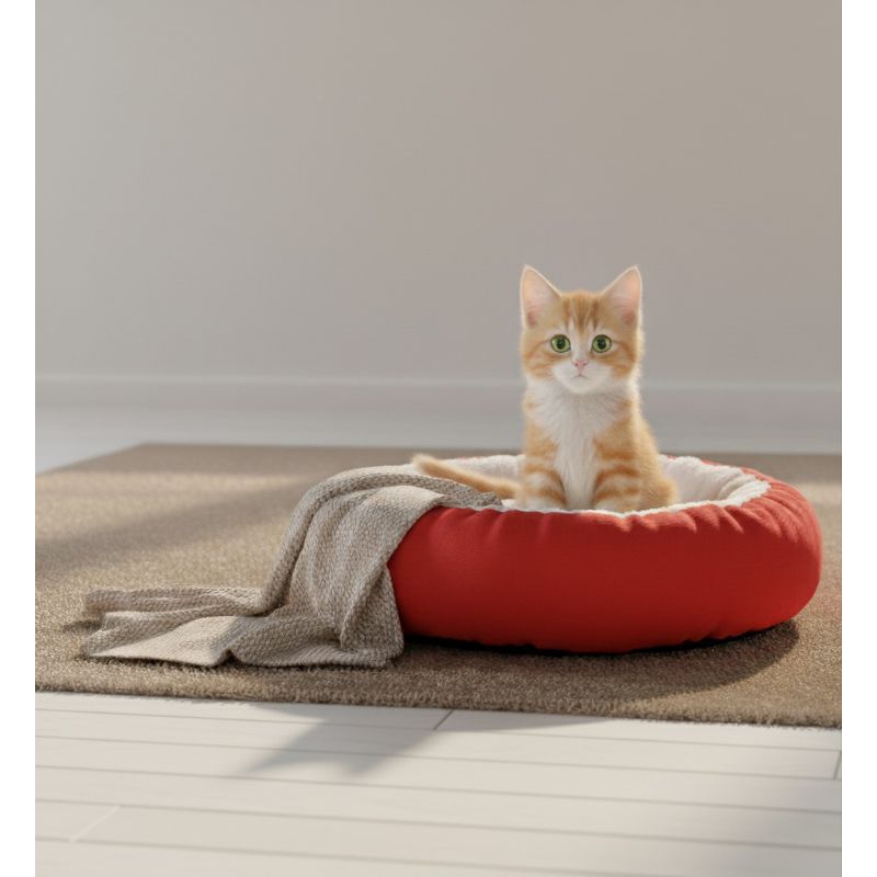 Detalhes do Cama Sherpa Redonda Confortável de Pelúcia perfeita para seu Pet no Inverno