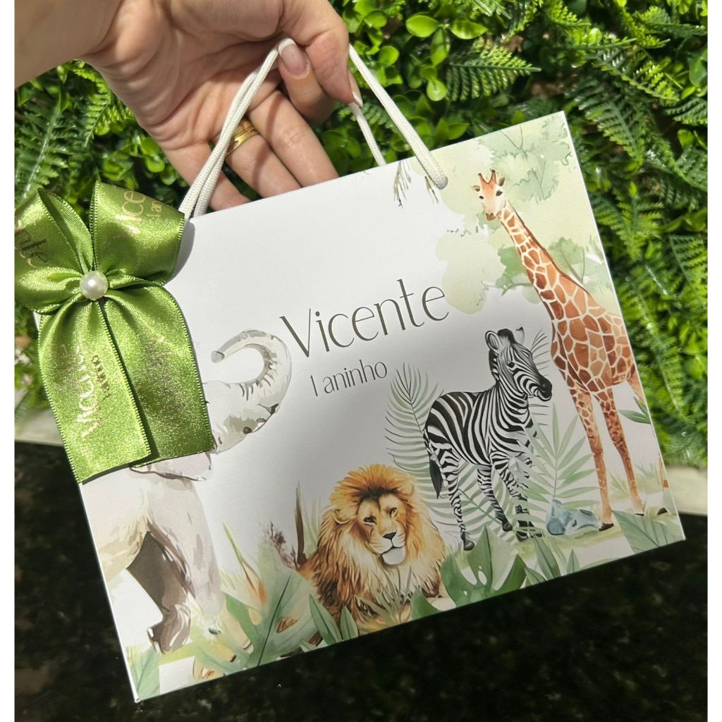 PEGUE E MONTE Sacolinha Surpresa Personalizada Safari Realista | Lembrancinhas | Festa Aniversário | Lancheirinha