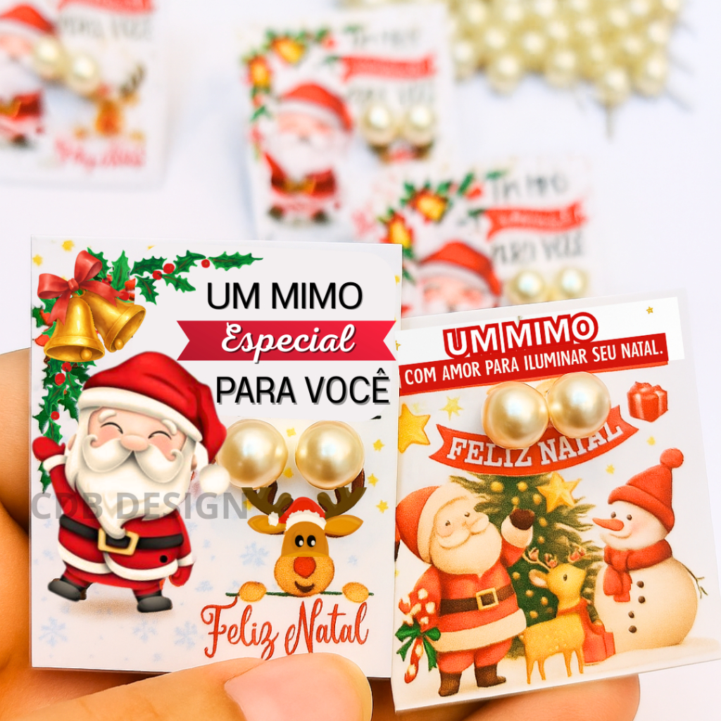 100 Pares De Brinco Perola + tag  de natal mimo ao cliente