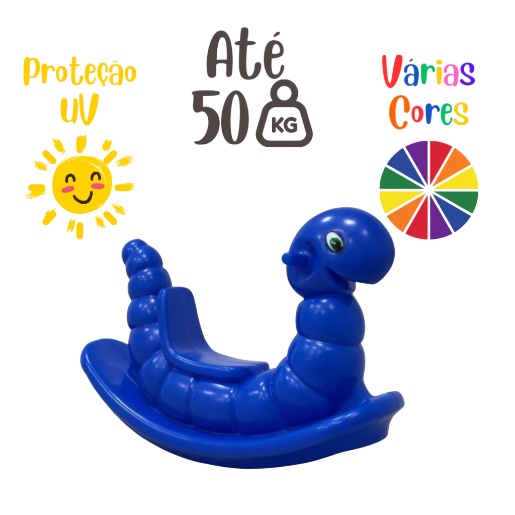 Parquinho Infantil Gangorra Minhoca/centopeia na cor Azul - Gangorra de Plástico Com Proteção Uv