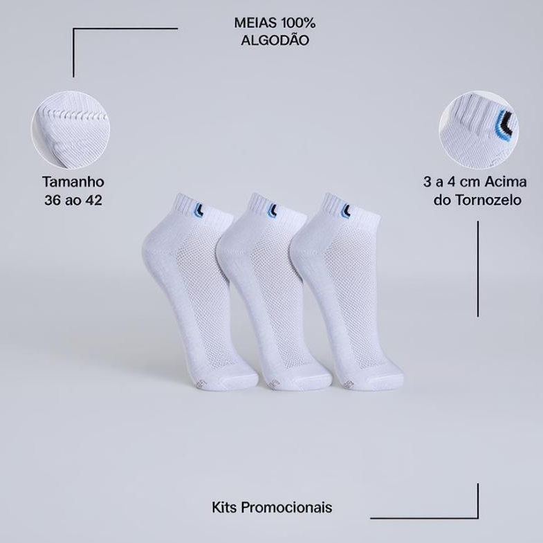 Kit Meia Original Unissex 36 AO 42 Cano Baixo Soquete 100% Algodão em Oferta na Shopee