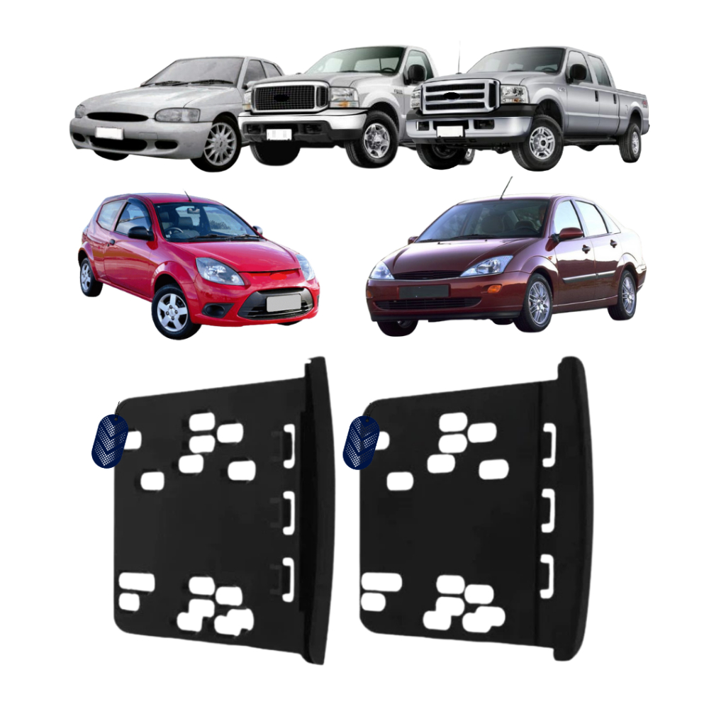 Moldura De Painel 2 Din Multimidia 7 Polegadas Ford Ka Focus Ranger Escort F250 Preta