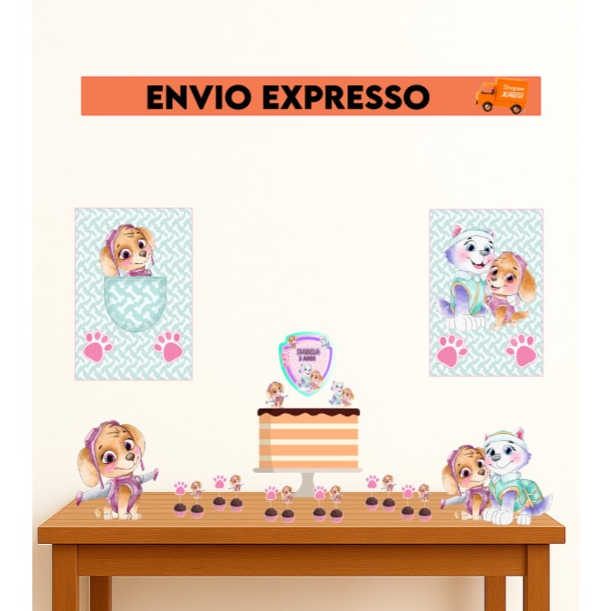 Kit Festa Skye e Everest | Kit Festa Patrulha Canina | Lembrancinhas Skye e Everest | Personalizados Patrulha Canina