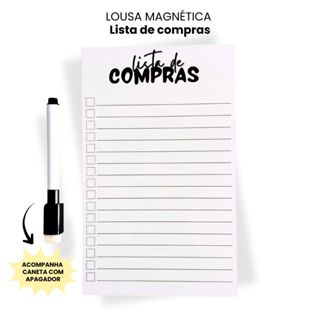 Lousa Magnética Lista de Compras - Minimalista, Prática, Ímã Geladeira, Planner, Lembretes 12x19,5cm em Oferta na Shopee