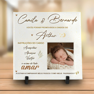 Azulejo Personalizado Convite para Dindos/Dindas | Padrinhos/Presente - Envio Imediato em Oferta na Shopee