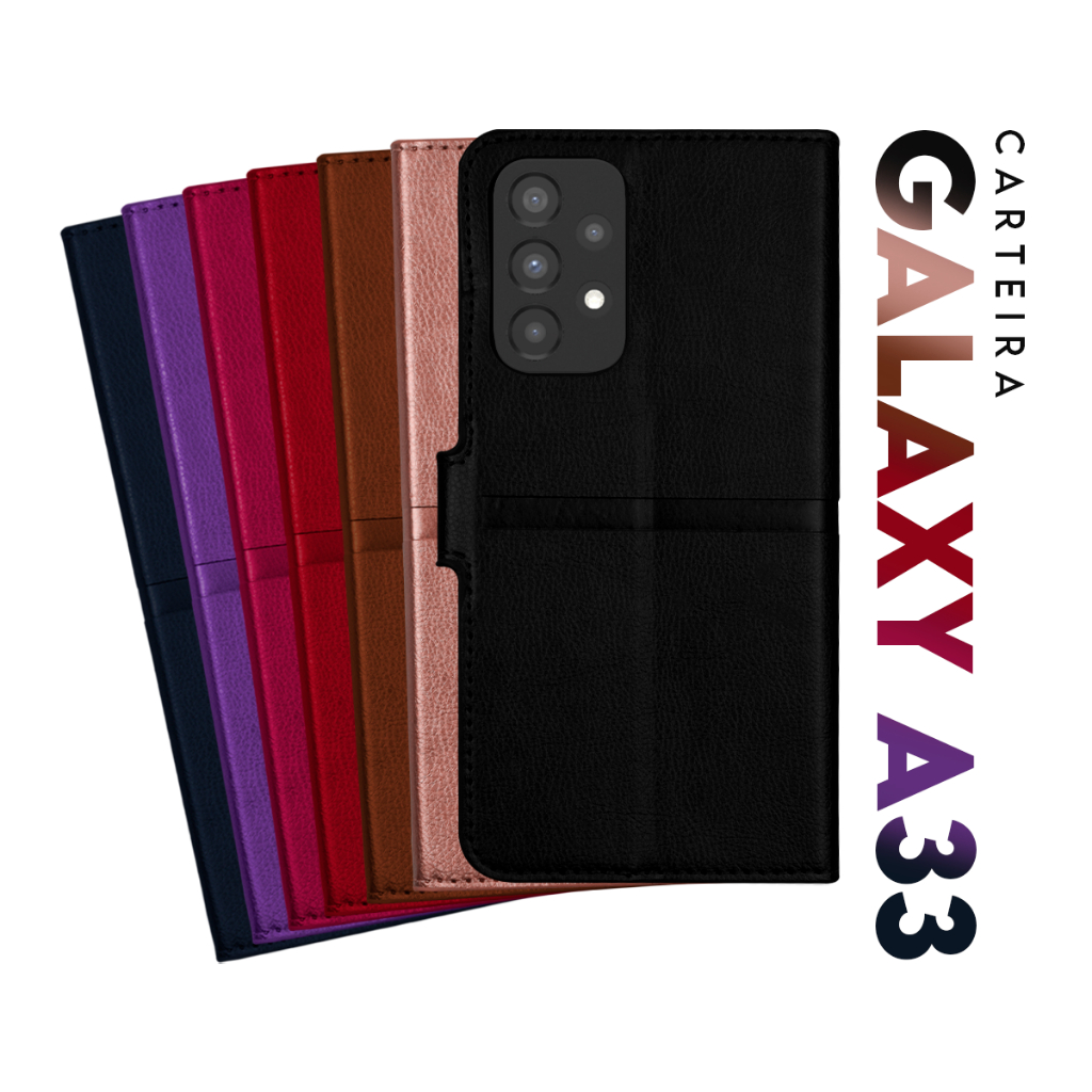 Capa Case Capinha Carteira Flip Cover Couro Sintético Para Samsung Galaxy A33 5G A336 tela 6.4 pol Cell in Power25