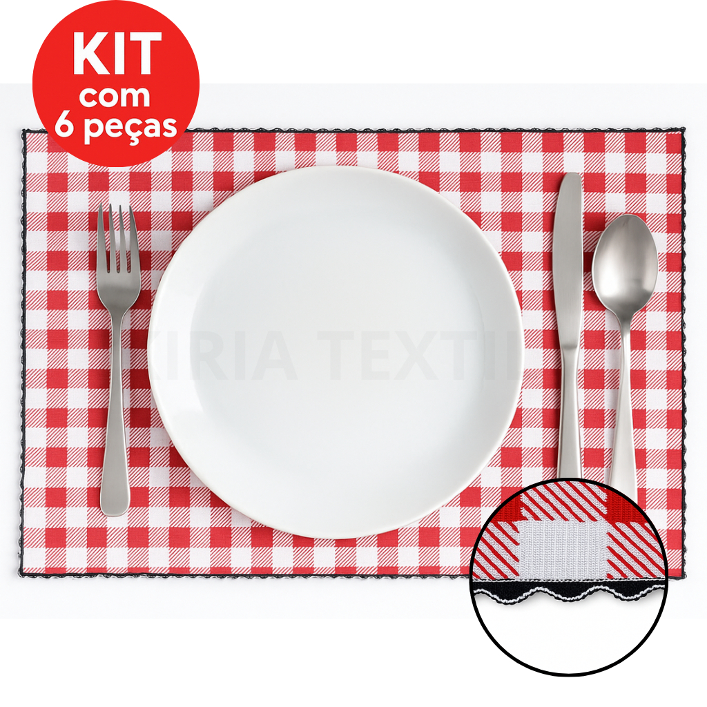 Jogo Americano 6 Peças Toalha de Mesa Decoração Tecido Kit