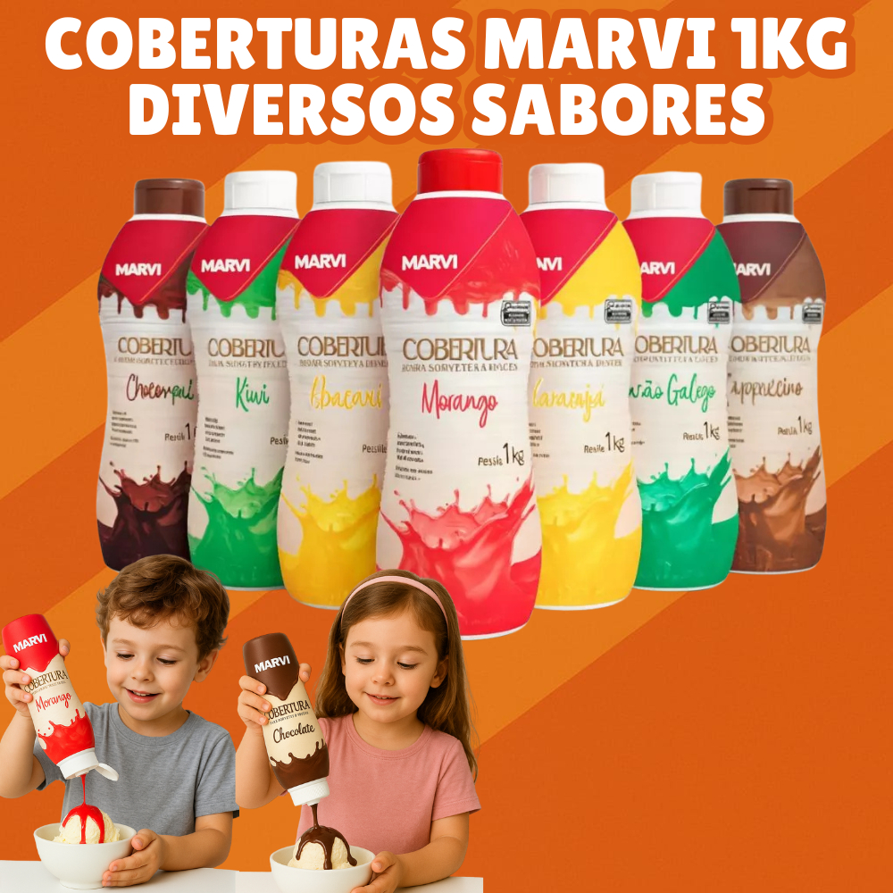 Cobertura Líquida para Sorvete Marvi C/ 1 KG Diversos Sabores em Oferta na Shopee