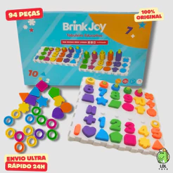Tabuleiro Educativo Infantil 94 Peças Números Formas Didático Jogo Criança