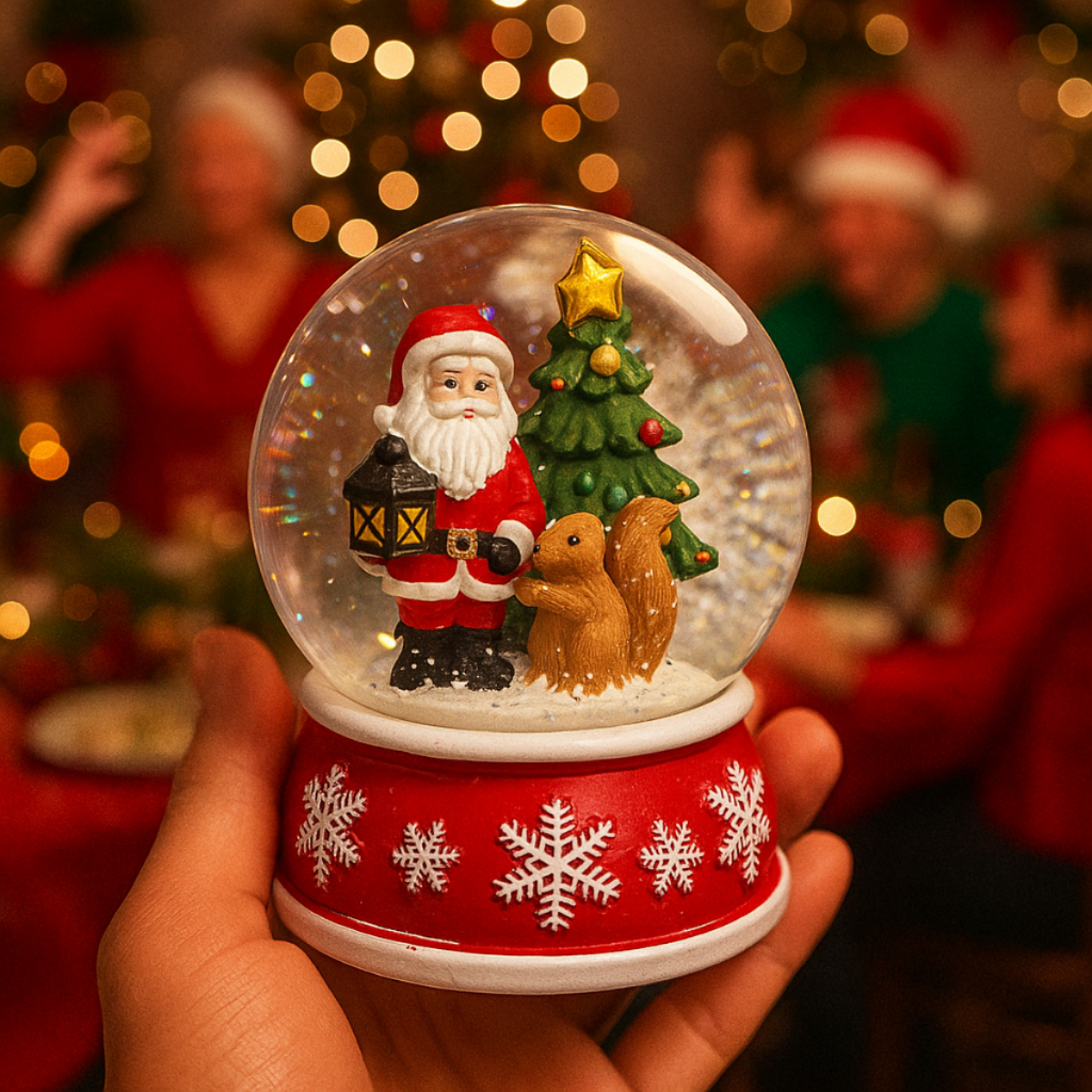 Globo de neve natal  decoração natalina papai Noel enfeite Led Casa