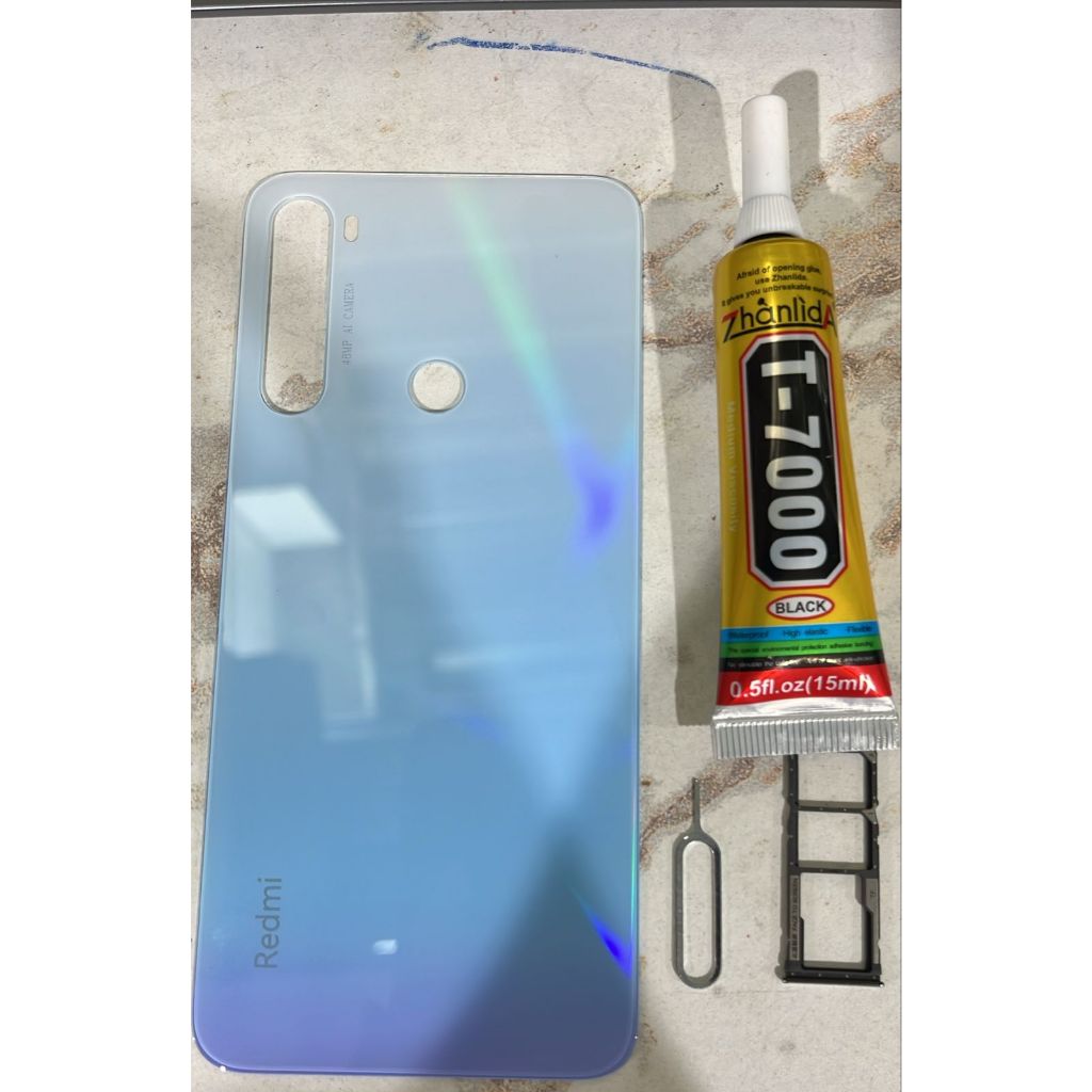 Tampa traseira +Gaveta+ Chavinha Do Gaveta + Cola T7000 / B7000  15ml Para Redmi Note 8