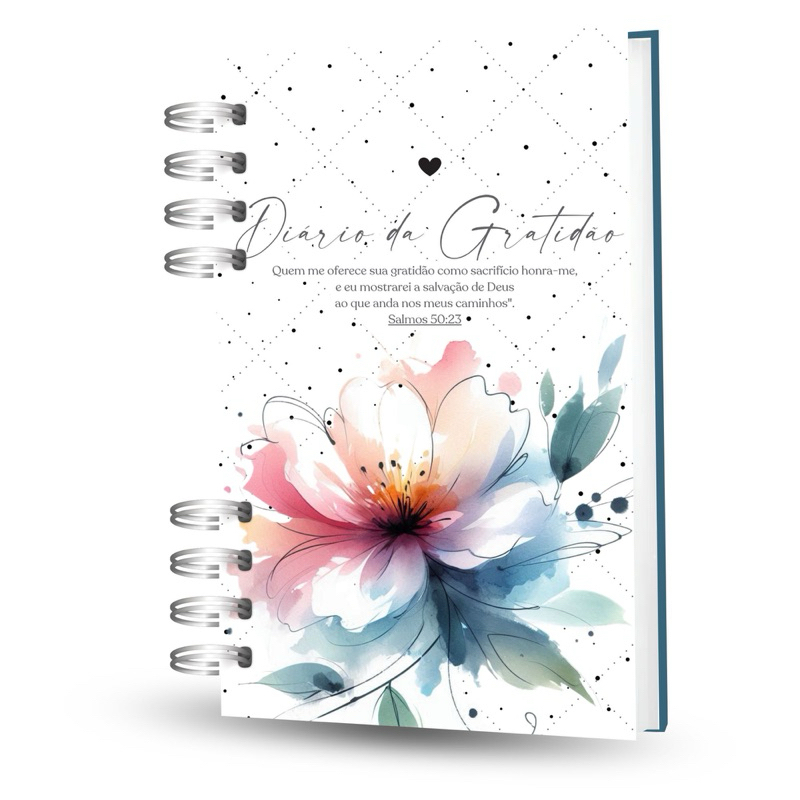 Imagem Planner Diário da Gratidão  |200 Páginas |Capa Dura Floral Premium +Tassel Brinde |Personalizado |Versículo Salmos 50:23