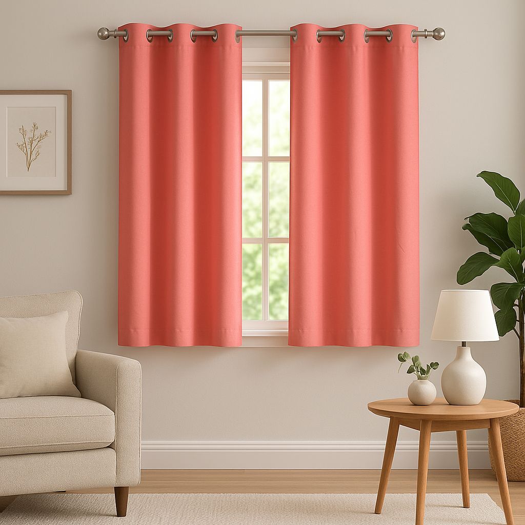 Cortina Oxford Completa Lisa c/ 8 Ilhós 1,70m x 1,45m De Janela – Várias Cores, Decoração Moderna.