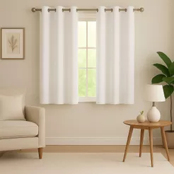 Cortina Oxford Completa Lisa c/ 8 Ilhós 1,70m x 1,45m De Janela – Várias Cores, Decoração Moderna.
