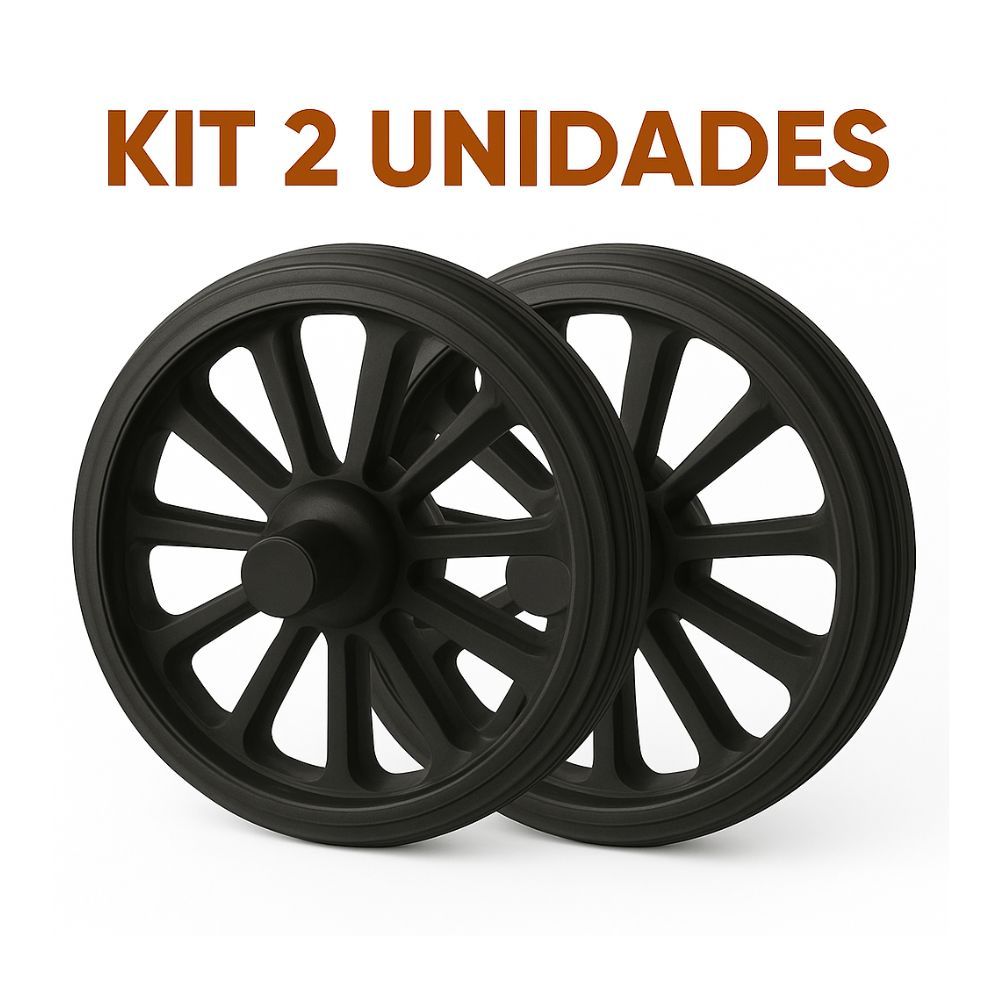 Kit 2 Rodas Maciças Sem Câmara para Carrinho de Mão e Betoneira – Pneu Reforçado, Não Fura e Super Resistente