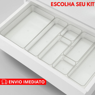 Conjunto 5 / 10 organizador multiuso de gavetas armário galadeira banheiro cozinha talheres maquiagens cosméticos gloss em Oferta na Shopee