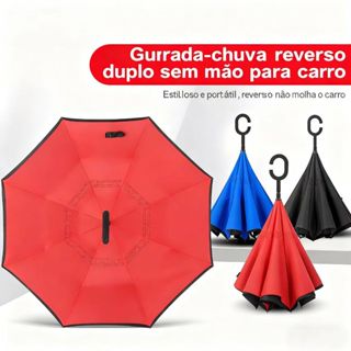 Guarda-Chuva Invertido Grande à Prova de Vento | Reforçado com Dupla Camada de Tecido | Ideal para Carros e Dias de Chuv em Oferta na Shopee
