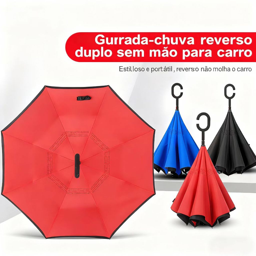 Guarda-chuva De Carro Reverso Tecido De Dupla Camada Extra Grande Super Resistente Ao Vento em Oferta na Shopee
