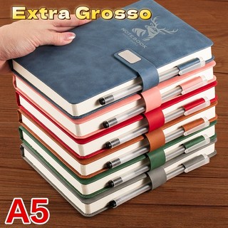 Caderno A5 Extra Grosso 360 Folhas Couro Colorido com Fecho com Ímã Planner 2026 Bloco de…