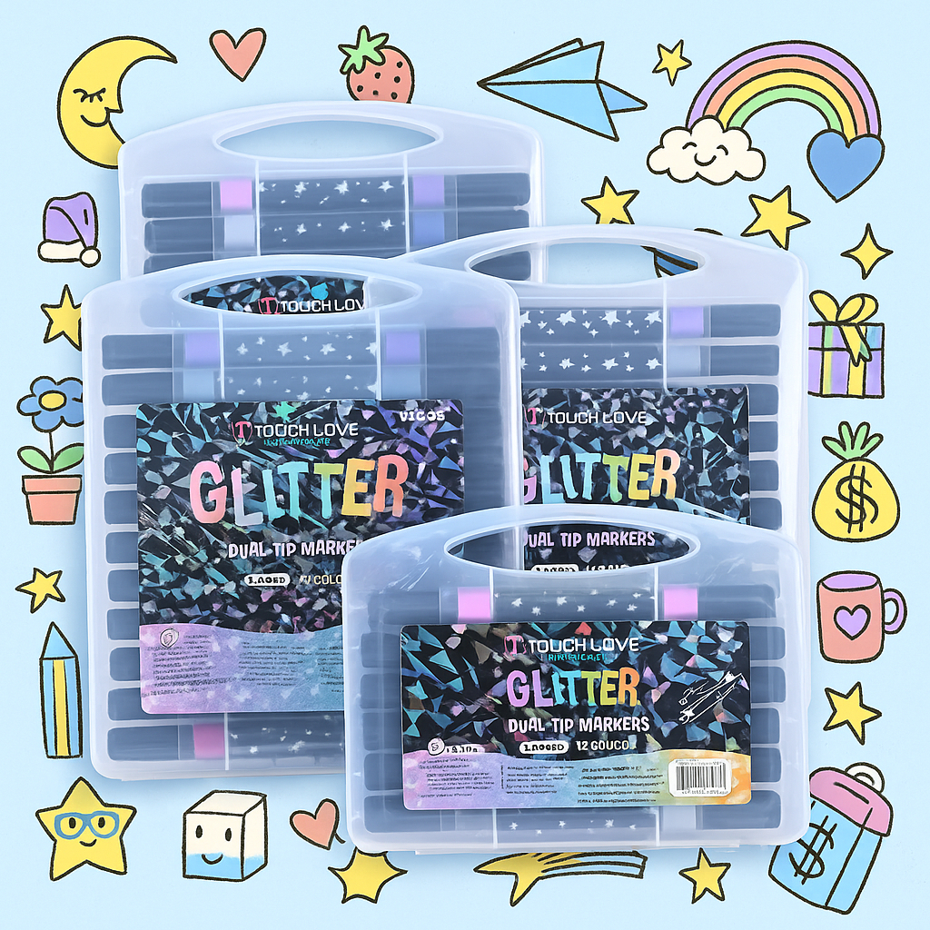 Marcador metálico 12/24/36/48/72/96 caneta de glitter de cabeça dupla marcador de cabeça dupla brilhante