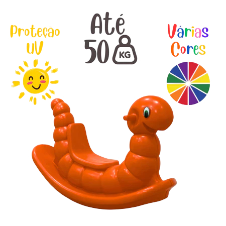 Parquinho Infantil Gangorra Minhoca/centopeia na cor Laranja- Gangorra de Plástico Com Proteção Uv