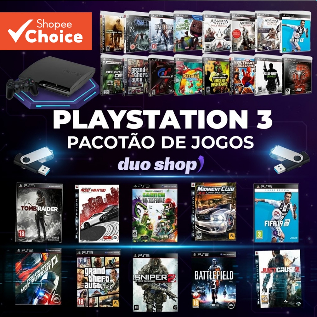 Pacotão 19 mil jogos PS3 HEN + EMULADORES