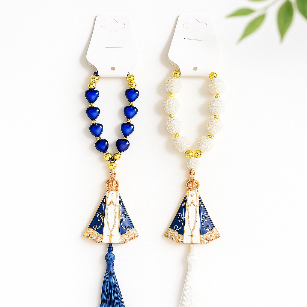 Terço Dezena de Luxo Nossa Senhora Aparecida Para Retrovisor Pingente Religioso Católico em Oferta na Shopee