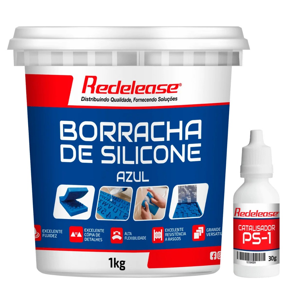 Borracha De Silicone Azul Alta Flexibilidade para Moldes Com Catalisador (1,030 Kg) em Oferta na Shopee