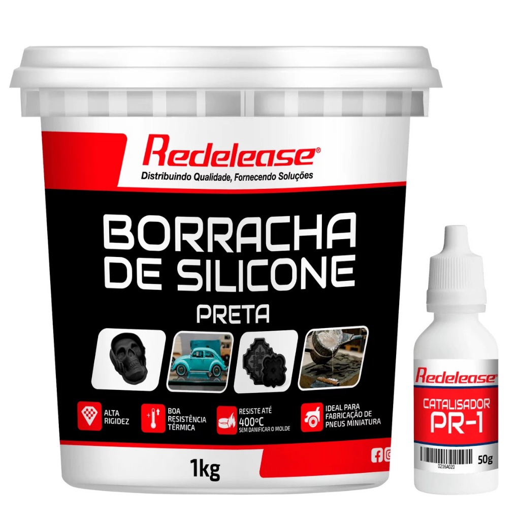Borracha De Silicone Preta Rígida para Moldes  e Pneus Miniatura Com Catalisador (1,050 Kg) em Oferta na Shopee