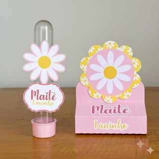 Kit Personalizado Margaridas Porta Bis Duplo + Apliques para Tubete Aniversário Chá de bebê em Oferta na Shopee