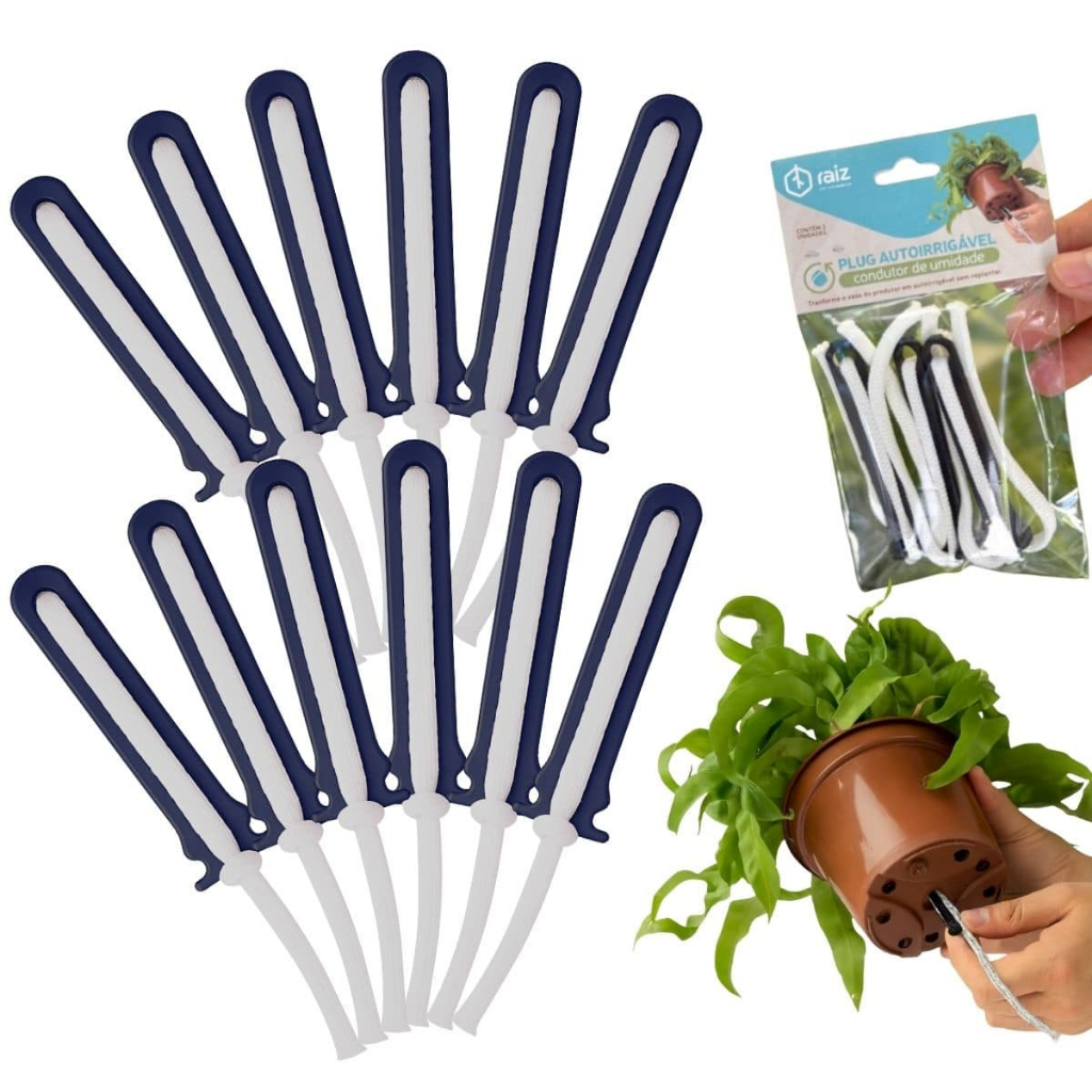 Kit 18 Plug Autoirrigável Raiz Condutor De Umidade Para Vaso e Planta Regador Automático Auto Irrigavel Vaso Raiz