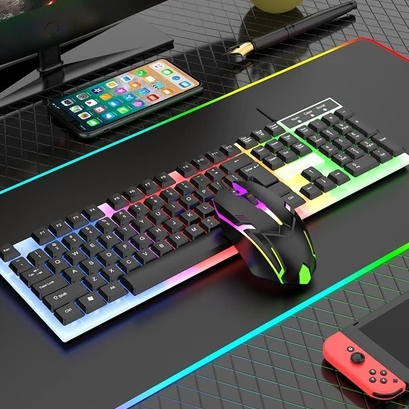 kit teclado e mouse gamer mouse teclado Teclado Semi Mecânico + Mouse Gamer 3200dpi Rgb Led H8