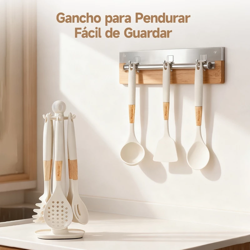 Kit de Cozinha 7 Peças Mollyccok com Espátulas de Silicone na Cor Branco — foto 3