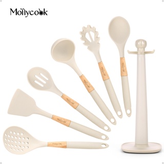 Mollyccok Kit 7 Peças Espatula de Silicone Utensílios Cozinha Conjunto Utensílios Talher de Cozinha Cor Branco em Oferta na Shopee
