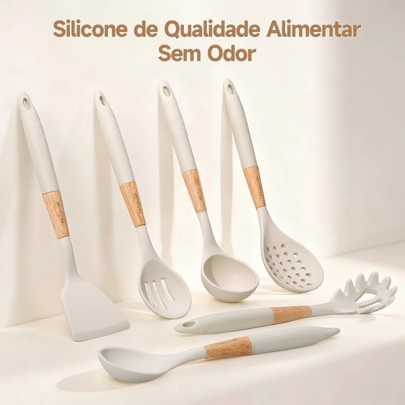 Kit de Cozinha 7 Peças Mollyccok com Espátulas de Silicone na Cor Branco — foto 2