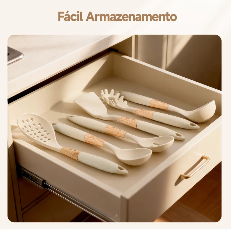 Kit de Cozinha 7 Peças Mollyccok com Espátulas de Silicone na Cor Branco — foto 5