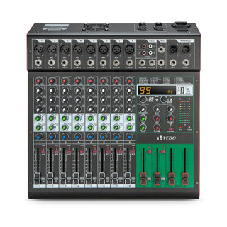 VEDO 8 Canais Mesa De Som Com Amplificador 500W*2 99DSP VDA308L Misturador Com 2 Canais Aux Gravação via Bluetooth e USB