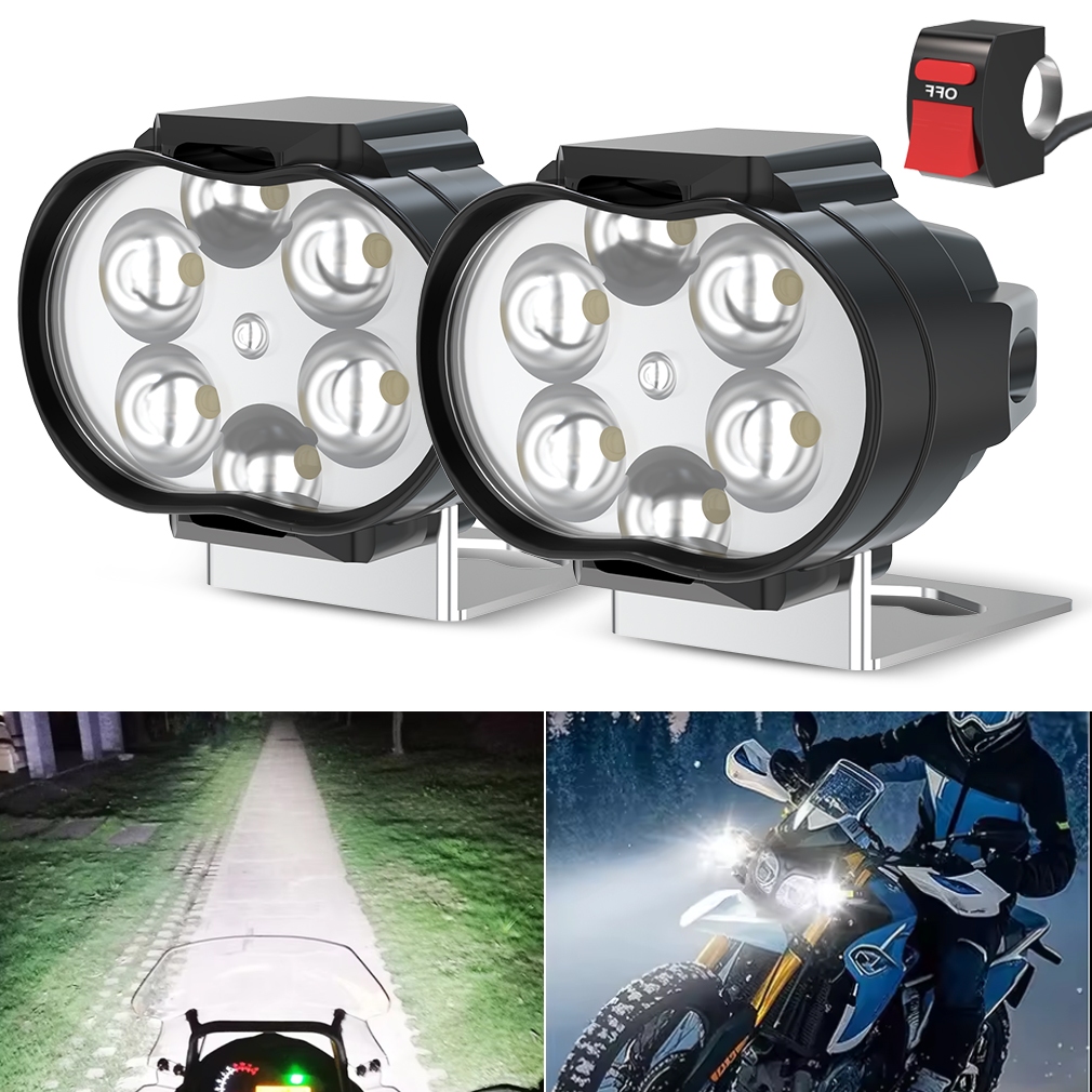 2pcs Holofote Externo De Motocicleta Com Interruptor faróis de moto e lâmpada de nevoeiro Farol Auxiliar De Led em Oferta na Shopee