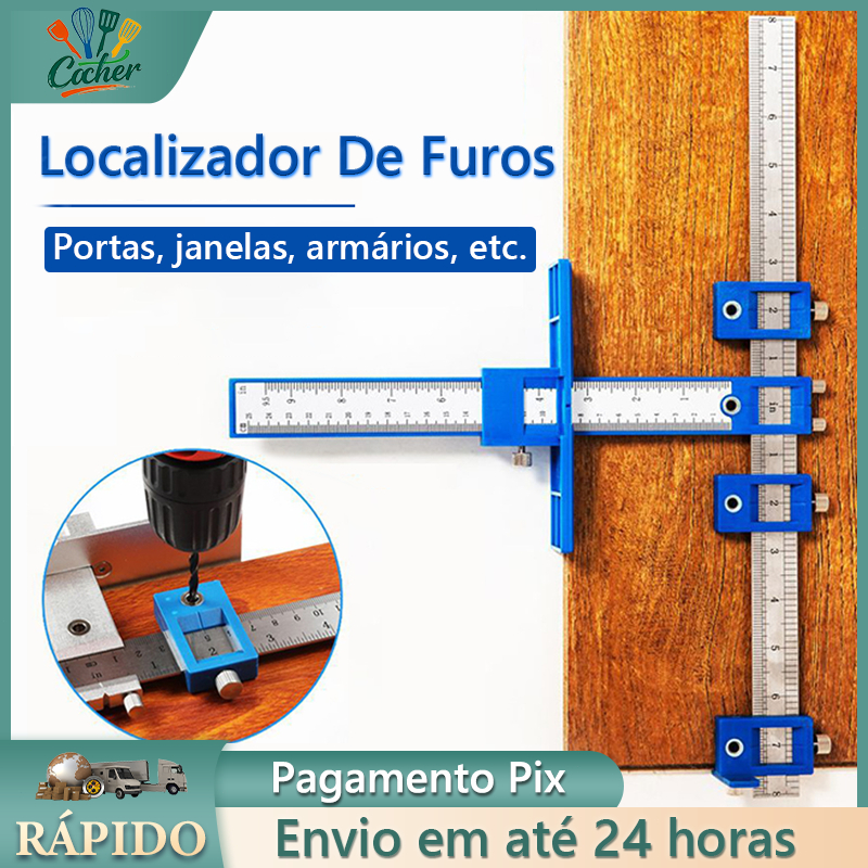 Esquadro Guia Gabarito De Precisão Furação Puxador Gavetas Corrediças