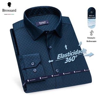 Camisa Social Masculina Slim Não Amassa e Elastano, Blusa Manga Longa Xadrez Malha Moda P…