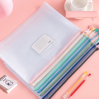 Kit 6/12/18 Bolsas de Documentos Malha Transparente com Zíper, Organizador de Papéis para Estudantes e Profissionais em Oferta na Shopee