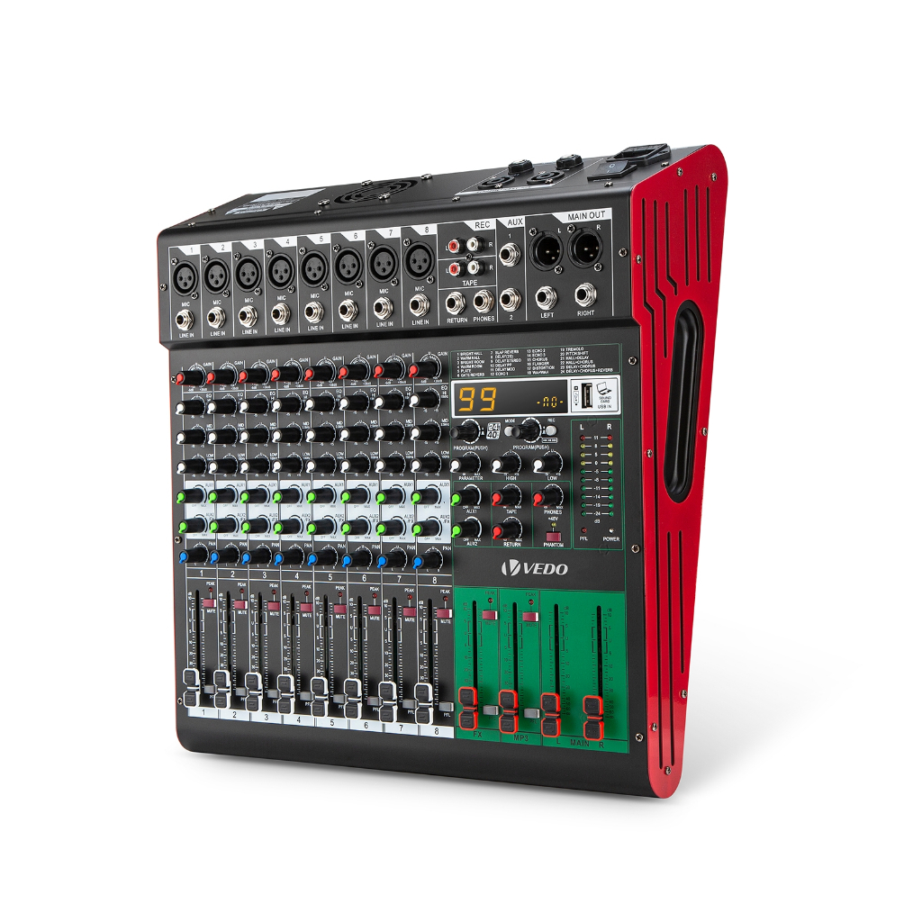 VEDO VDA308L Mesa De Som 8 Canais Com Amplificador 500W*2 99DSP Misturador Com 2 Canais Aux Gravação via Bluetooth e USB em Oferta na Shopee