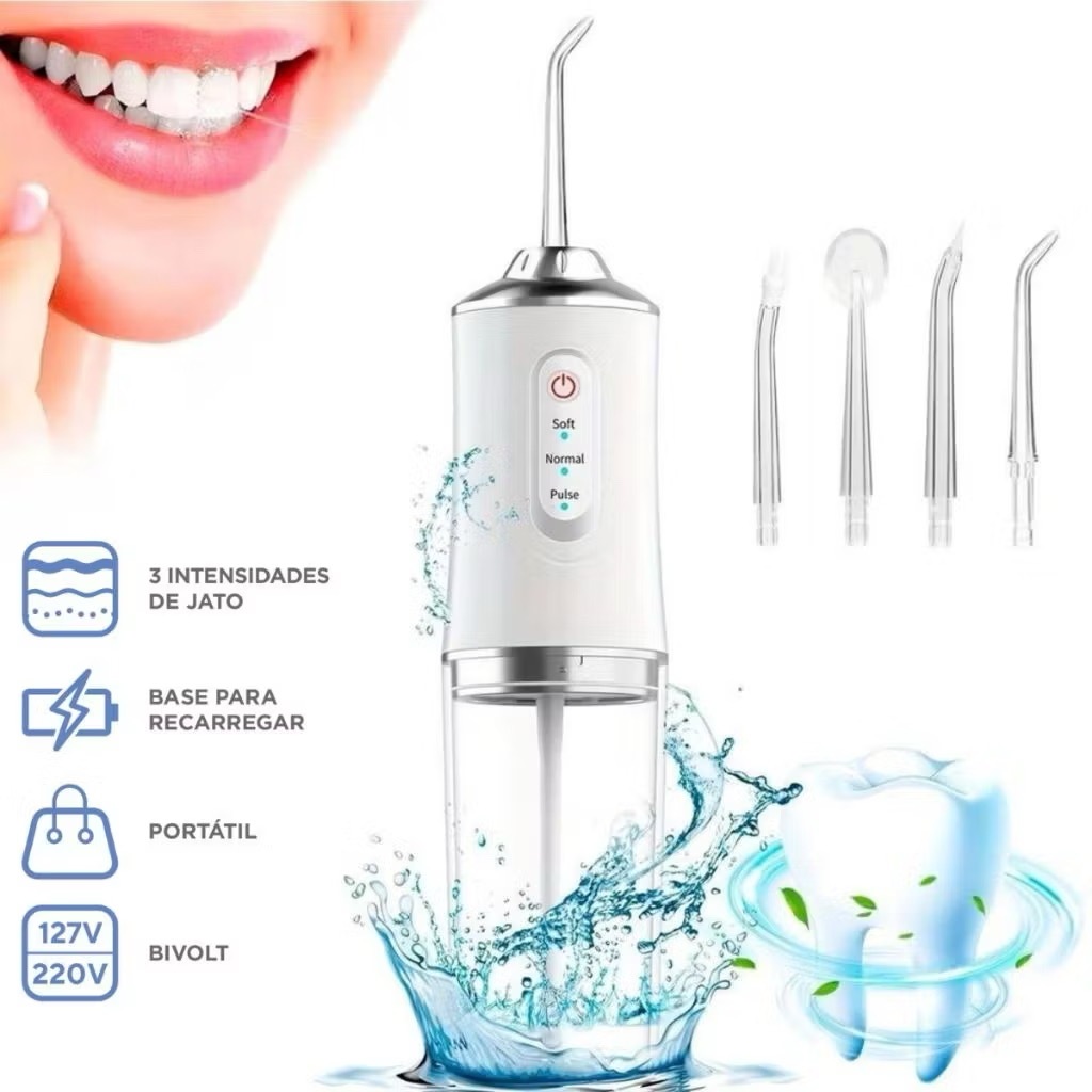 Irrigador Oral Fio Dental Portátil Para Viagem Em Casa 3 Modos De Limpeza 200ML