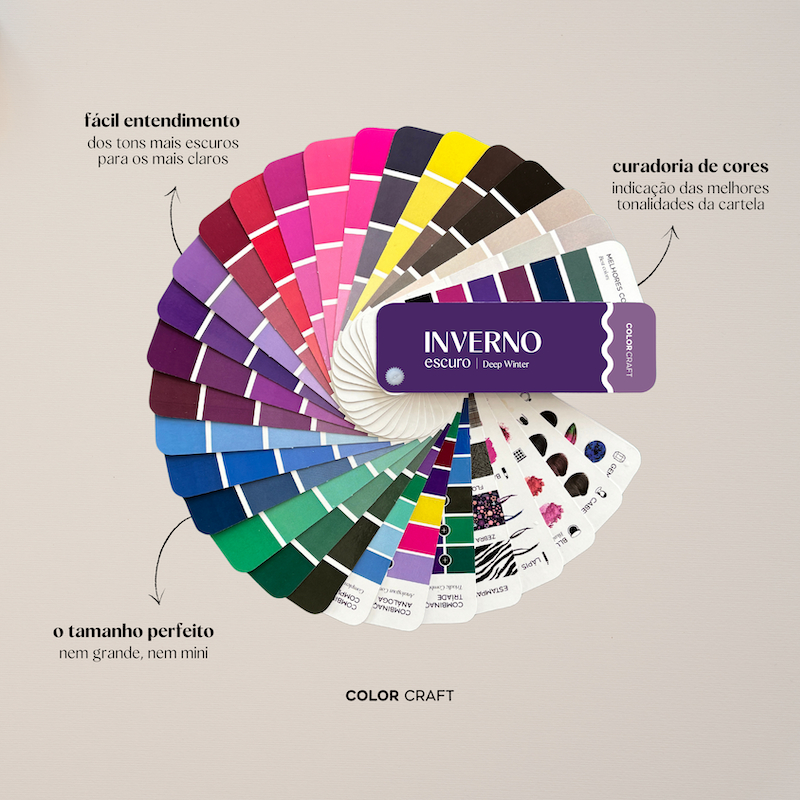 Cartela Paleta De Cores Coloração Pessoal Mini | Inverno Escuro | Inverno Profundo