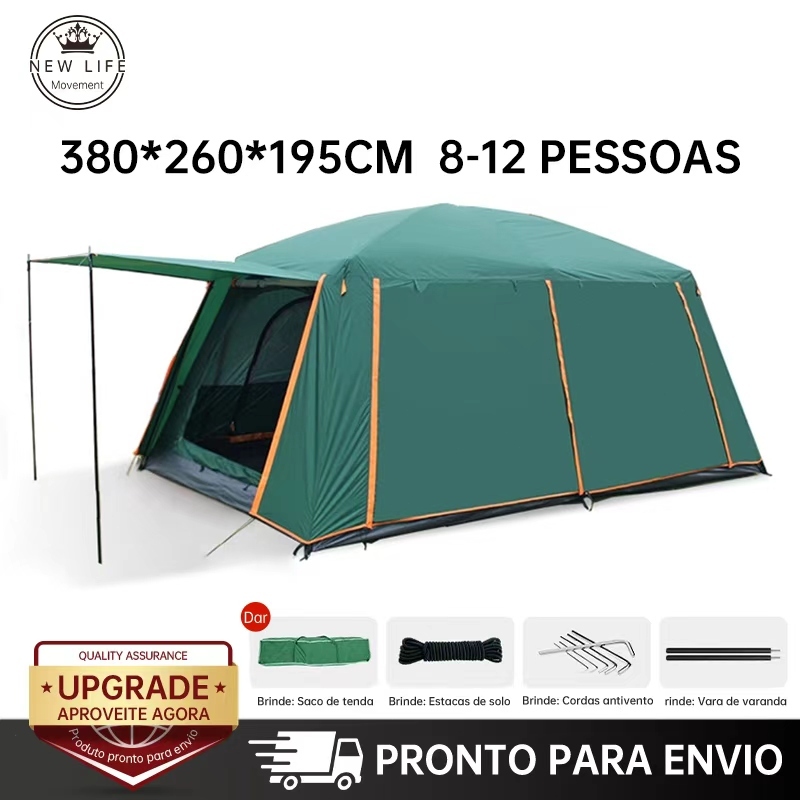 Barraca Camping Acampamento8-12 Pessoas Impermeavel 4000mm Barraca Familiar Grande 380*260*195cm